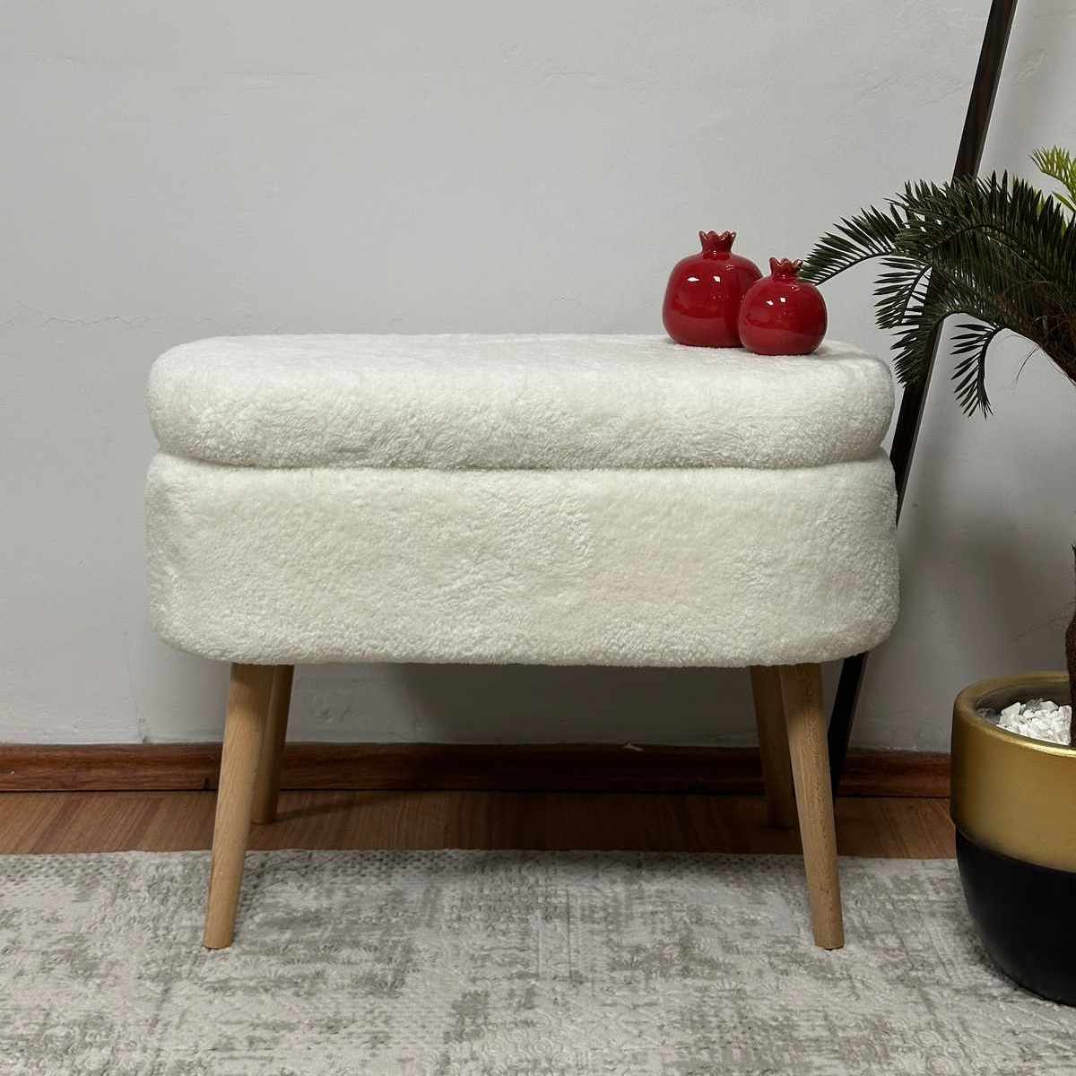 Πουφ Xylofagou Λευκό 60x35x46 εκ.