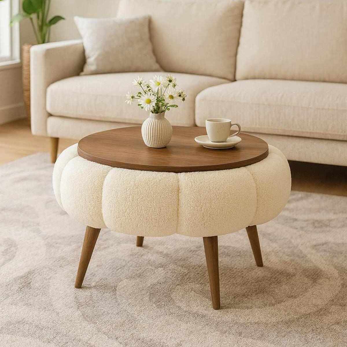 Τραπεζάκι Σαλονιού Tsivlou Κρεμ - Καρυδί 60x60x44 εκ. Μελαμίνης
