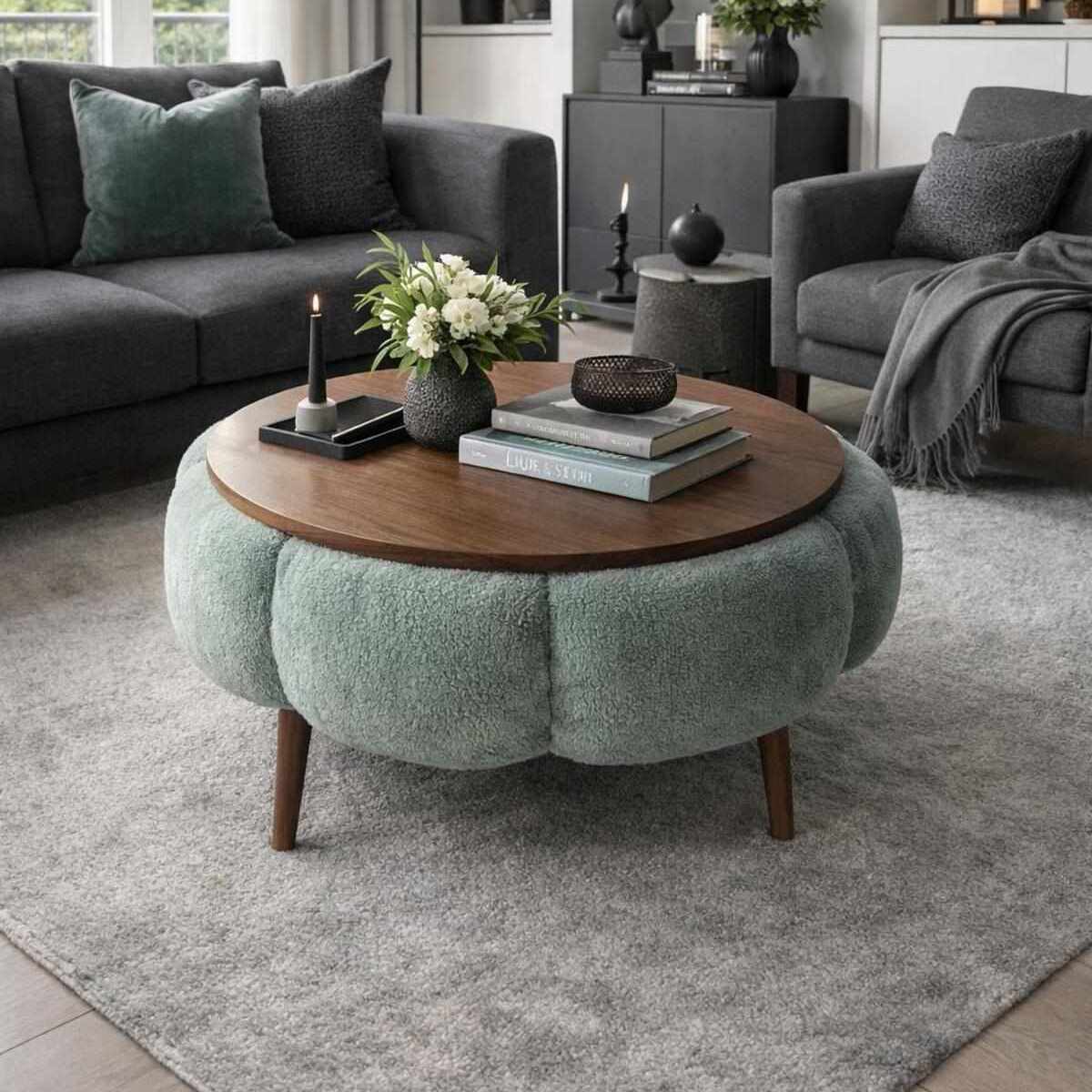 Τραπεζάκι Σαλονιού Tsivlou Πράσινο - Καρυδί 60x60x44 εκ. Μελαμίνης