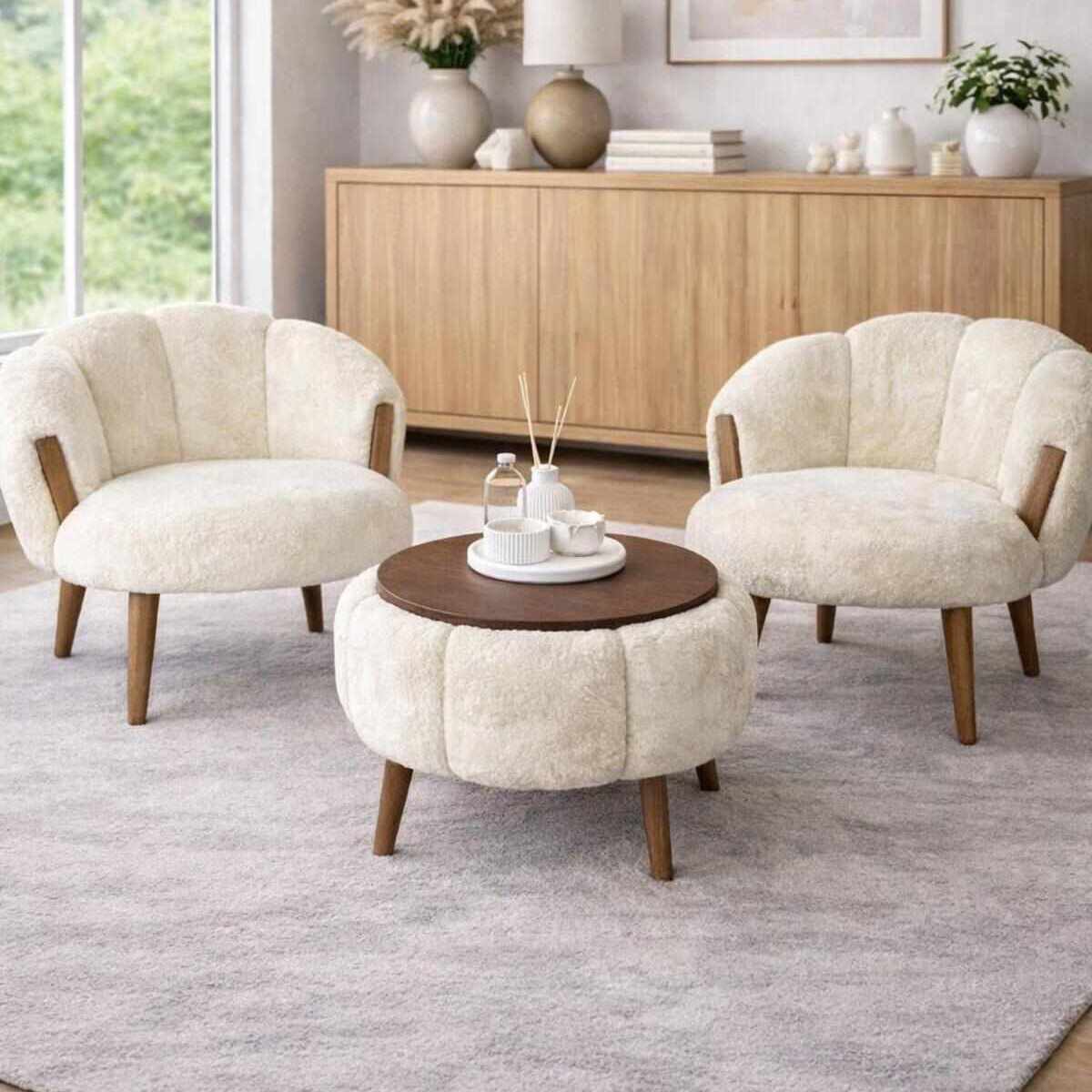 Σετ Πολυθρόνας & Τραπεζιού 3τμχ Gyaros Κρεμ 75x42x100 εκ.