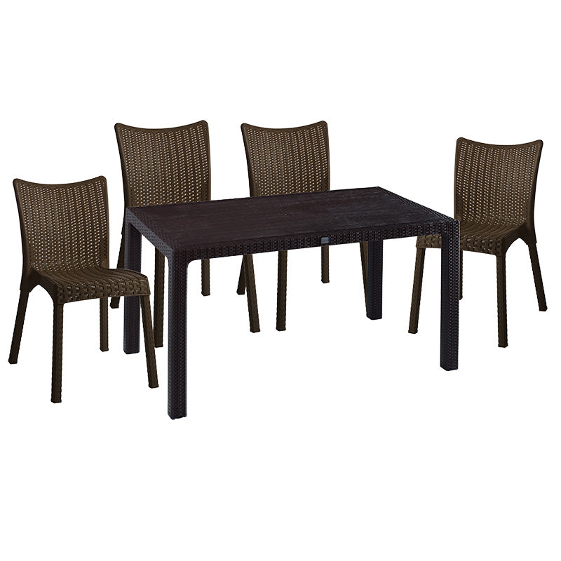 Τραπεζαρία Explore-Confident  σετ 5τεμ PP καφέ 150x90x73,5εκ - Pakobazaar