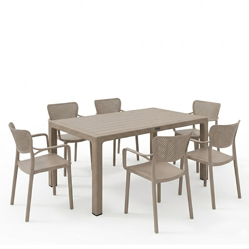 Τραπεζαρία Explore-Frontline  σετ 7τεμ PP cappuccino 150x90x73,5εκ. - Pakobazaar