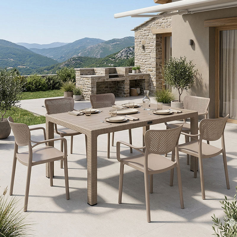 Τραπεζαρία Explore-Frontline  σετ 7τεμ PP cappuccino 150x90x73,5εκ. - Pakobazaar