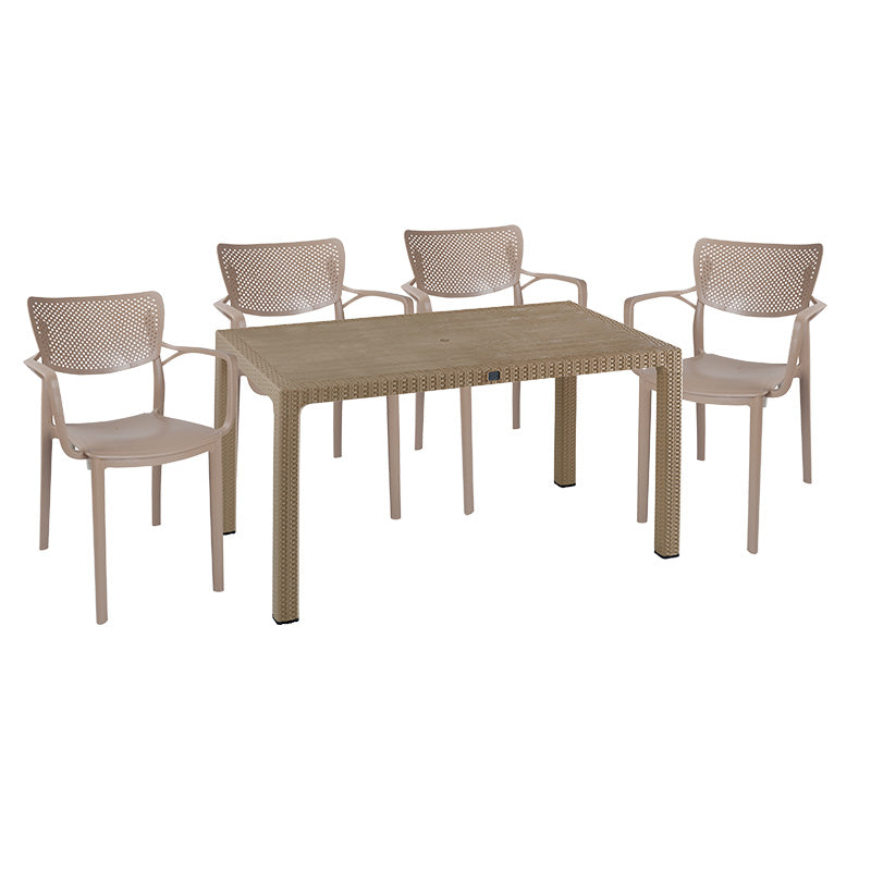 Τραπεζαρία Explore-Frontline  σετ 5τεμ PP cappuccino 150x90x73,5εκ. - Image 1