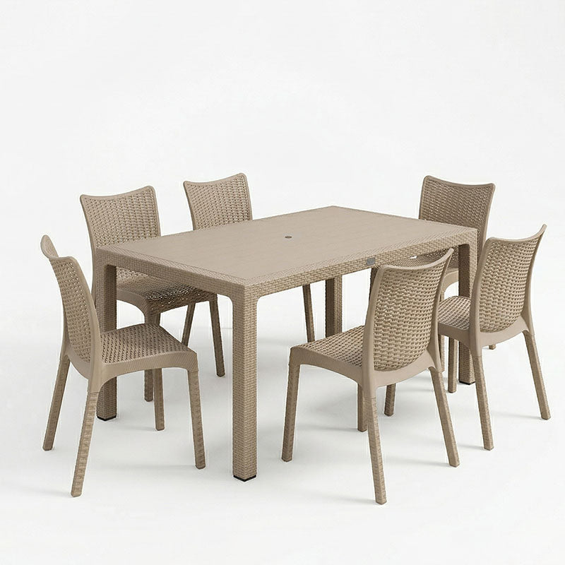 Τραπεζαρία Explore-Confident  σετ 7τεμ PP cappuccino 150x90x73,5εκ - Pakobazaar