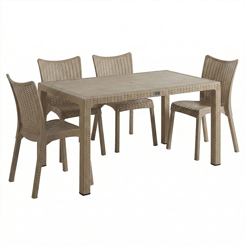 Τραπεζαρία Explore-Confident  σετ 5τεμ PP cappuccino 150x90x73,5εκ. - Pakobazaar