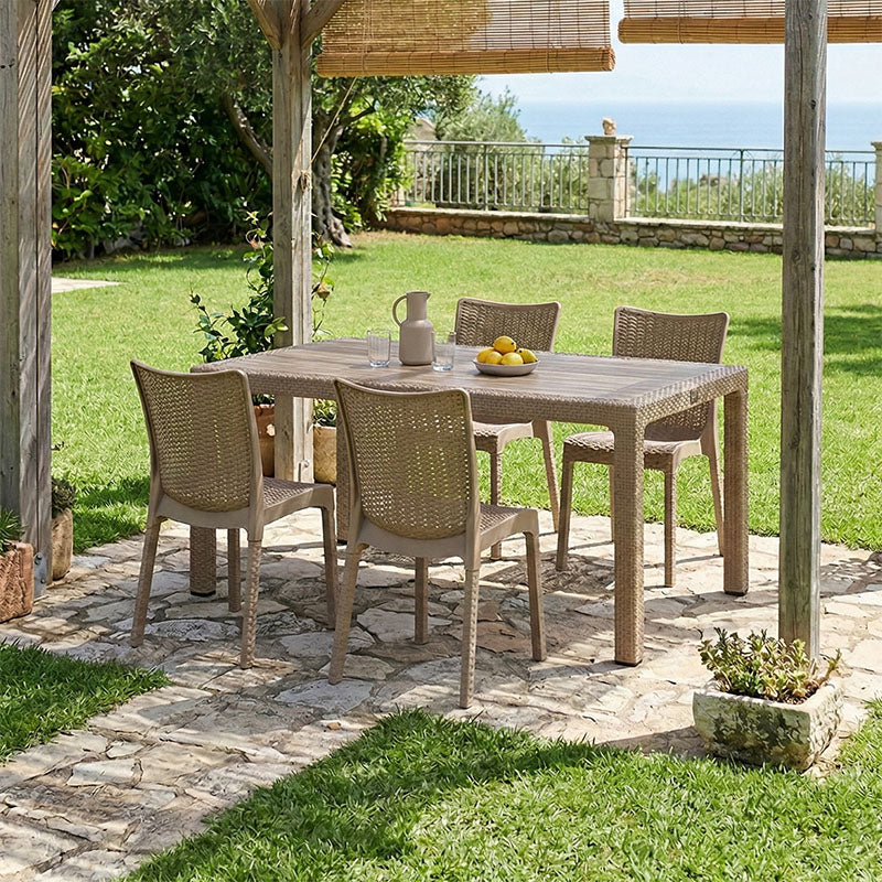 Τραπεζαρία Explore-Confident  σετ 5τεμ PP cappuccino 150x90x73,5εκ. - Pakobazaar