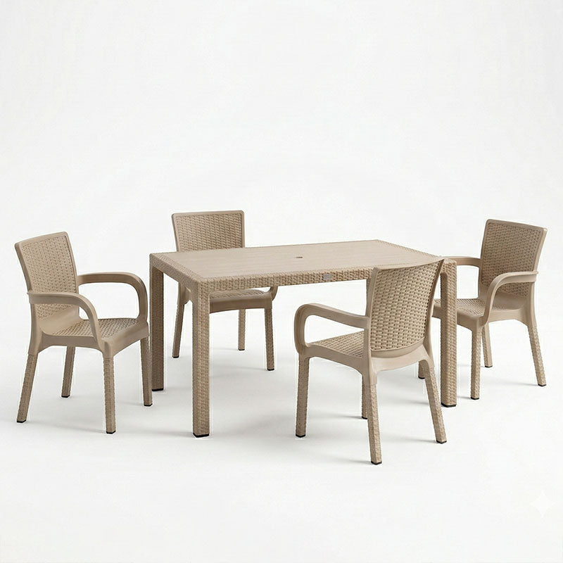 Τραπεζαρία Explore-Festive  σετ 5τεμ PP cappuccino 150x90x73,5εκ. - Pakobazaar