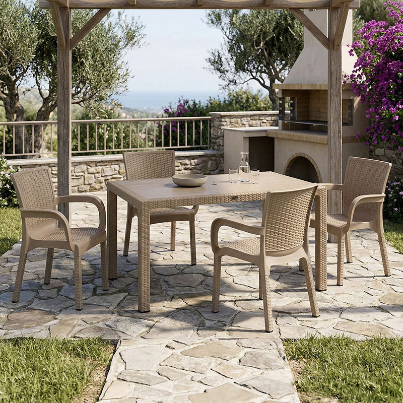 Τραπεζαρία Explore-Festive  σετ 5τεμ PP cappuccino 150x90x73,5εκ. - Pakobazaar