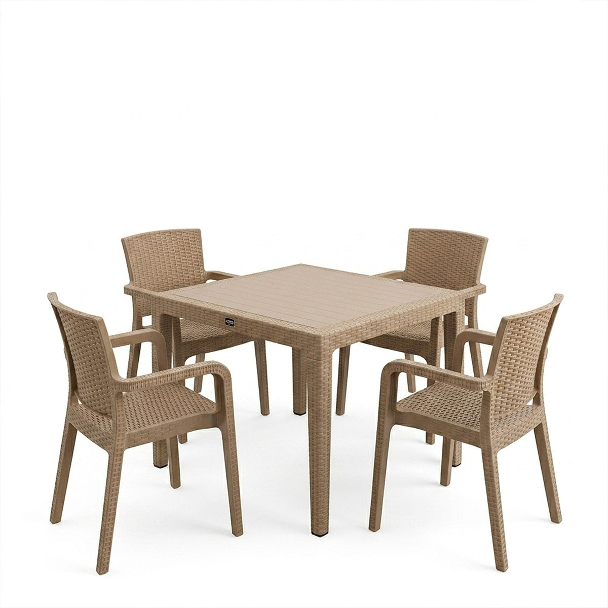 Τραπεζαρία Explore-Halcyon  σετ 5τεμ PP cappuccino 90x90x73,5εκ - Pakobazaar