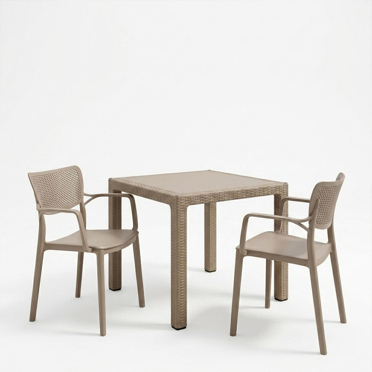 Τραπεζαρία Explore-Frontline  σετ 3τεμ PP cappuccino 90x90x73,5εκ - Pakobazaar