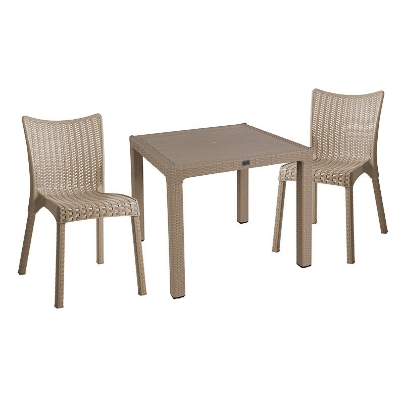 Τραπεζαρία Explore-Confident  σετ 3τεμ PP cappuccino 90x90x73,5εκ - Pakobazaar