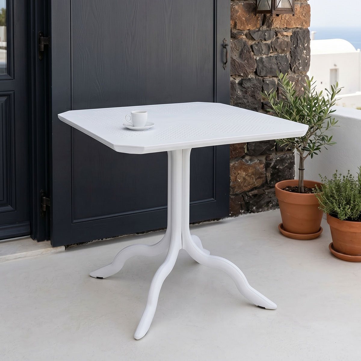 Τραπέζι Icon  PP σε λευκή απόχρωση 80x80x74.5εκ - Pakobazaar