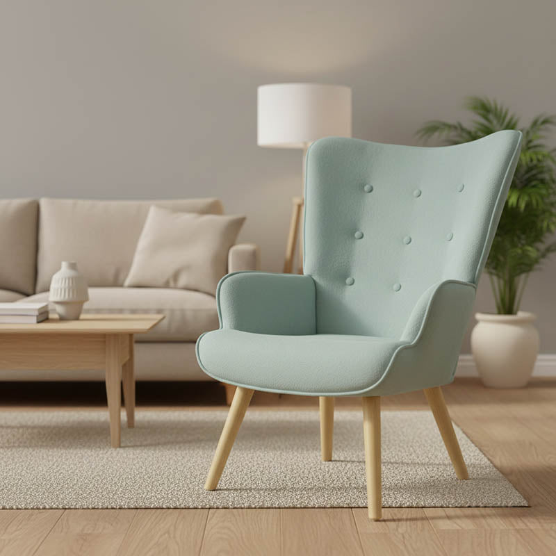 Πολυθρόνα Fluffy  βεραμάν ύφασμα-φυσικό 75x69x96εκ - Image 2