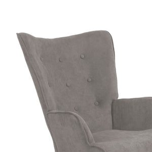 Πολυθρόνα Fluffy  ύφασμα γκρι-πόδι rubberwood φυσικό 75x69x96εκ - Pakobazaar