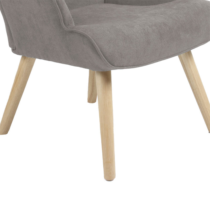 Πολυθρόνα Fluffy  ύφασμα γκρι-πόδι rubberwood φυσικό 75x69x96εκ - Pakobazaar