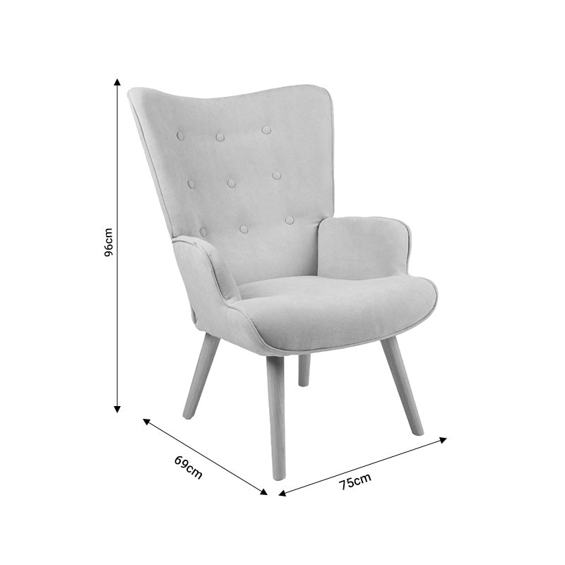 Πολυθρόνα Fluffy  βελούδο ανθρακί-φυσικό πόδι 75x69x96εκ - Pakobazaar