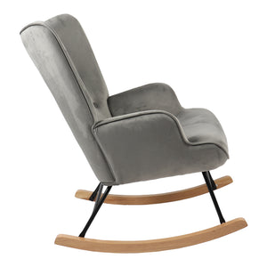 Κουνιστή πολυθρόνα Georgia  βελούδο γκρι-φυσικό 75x71x95εκ - Pakobazaar