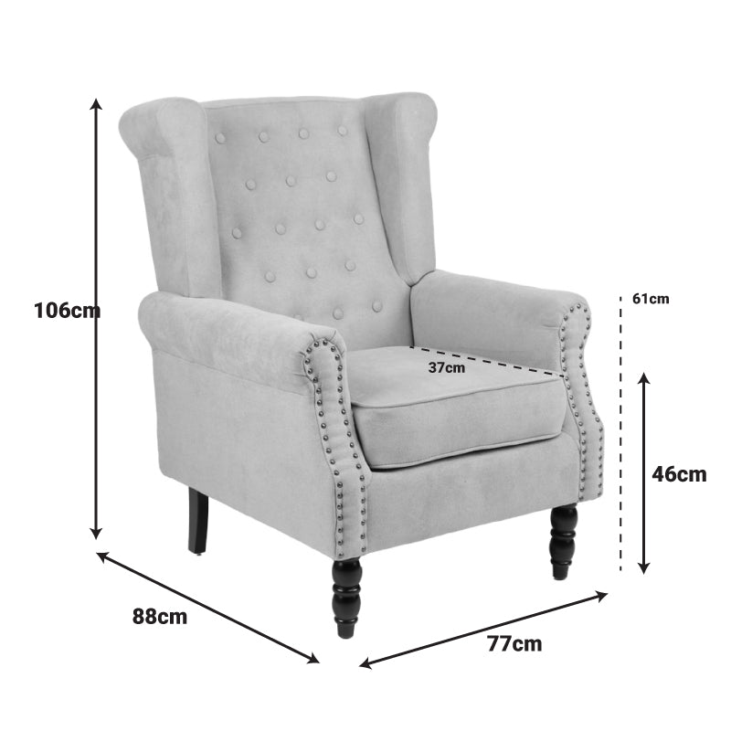 Πολυθρόνα Piore  μπεζ ύφασμα και πόδι rubberwood σε μαύρη απόχρωση 77x80x106εκ