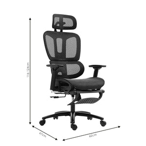 Καρέκλα γραφείου διευθυντή με υποπόδιο Verdant  Premium Quality mesh χρώμα μαύρο - Pakobazaar