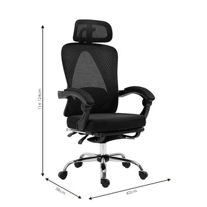 Καρέκλα γραφείου διευθυντή με υποπόδιο Titan  Premium Quality ύφασμα-mesh χρώμα μαύρο - Pakobazaar