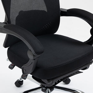 Καρέκλα γραφείου διευθυντή με υποπόδιο Titan  Premium Quality ύφασμα-mesh χρώμα μαύρο - Pakobazaar
