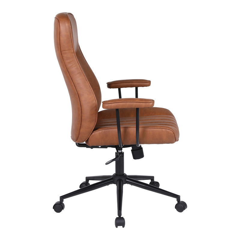Καρέκλα γραφείου διευθυντή Philareti  καφέ PU 74x71,5x108-118εκ