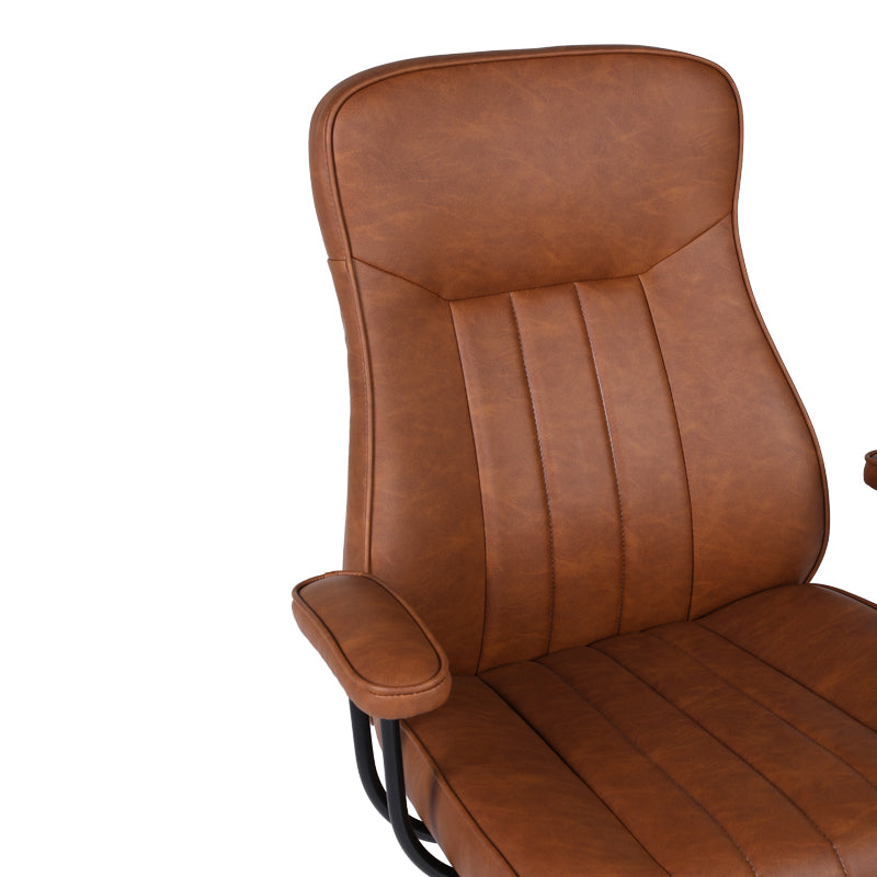 Καρέκλα γραφείου διευθυντή Philareti  καφέ PU 74x71,5x108-118εκ