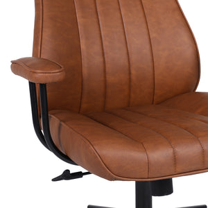 Καρέκλα γραφείου διευθυντή Philareti  καφέ PU 74x71,5x108-118εκ
