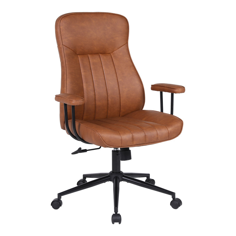 Καρέκλα γραφείου διευθυντή Philareti  καφέ PU 74x71,5x108-118εκ