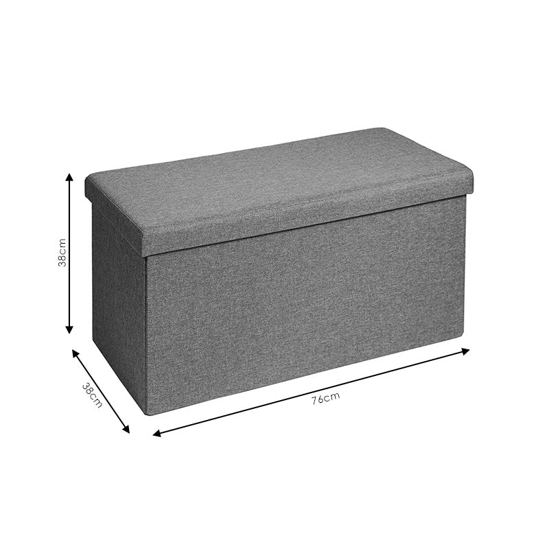Σκαμπό-μπαούλο Greatness  ύφασμα γκρι 76x38x38εκ - Pakobazaar