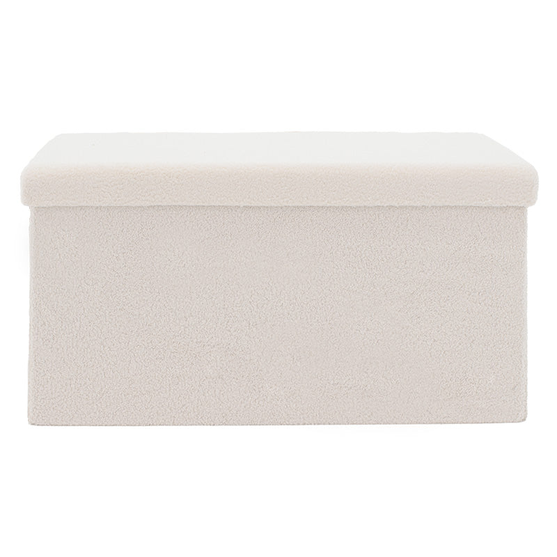 Σκαμπό-μπαούλο Forward  ύφασμα μπουκλέ ivory 76.5x38x37.5εκ - Pakobazaar