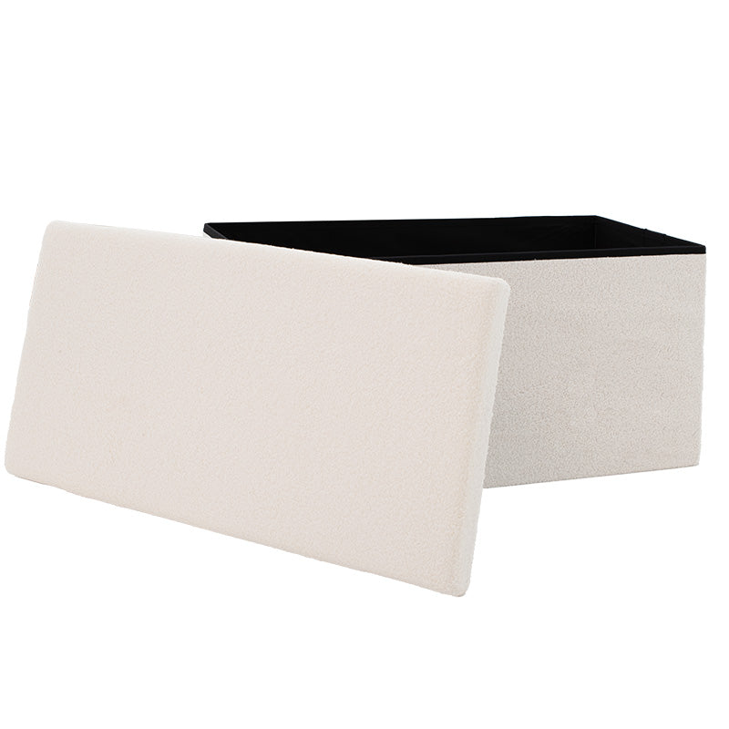 Σκαμπό-μπαούλο Forward  ύφασμα μπουκλέ ivory 76.5x38x37.5εκ - Pakobazaar