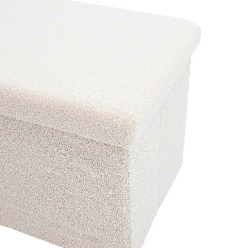 Σκαμπό-μπαούλο Forward  ύφασμα μπουκλέ ivory 76.5x38x37.5εκ - Pakobazaar