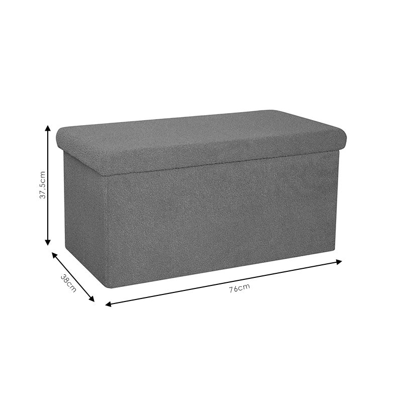 Σκαμπό-μπαούλο Forward  ύφασμα μπουκλέ ivory 76.5x38x37.5εκ - Pakobazaar