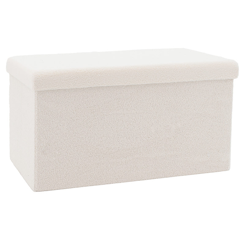 Σκαμπό-μπαούλο Forward  ύφασμα μπουκλέ ivory 76.5x38x37.5εκ - Pakobazaar