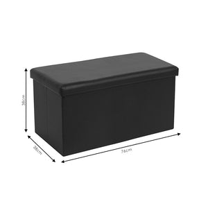 Σκαμπό-μπαούλο Cooperation  pu μαύρο 76x38x38εκ - Pakobazaar