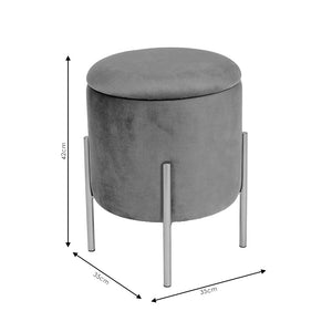 Σκαμπό Creativity  βελούδο γκρι-χρυσό Φ35x42εκ - Image 4