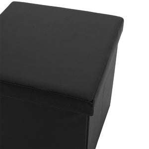 Σκαμπό-μπαούλο Crystal  pu μαύρο 38x38x38εκ - Image 4