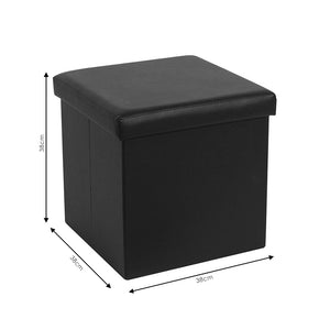 Σκαμπό-μπαούλο Crystal  pu μαύρο 38x38x38εκ - Image 5