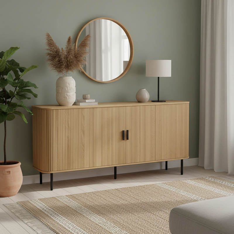 Μπουφές Scandi  MDF φυσικό με μεταλλικά μαύρα πόδια 170x45x80εκ - Pakobazaar