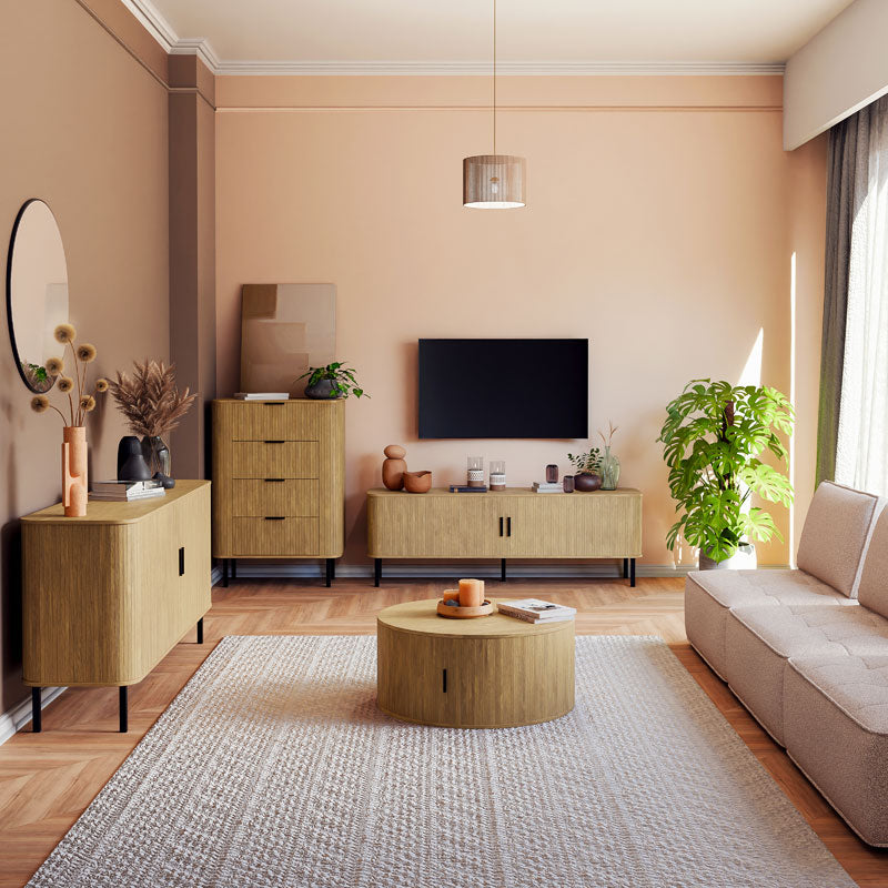 Τραπέζι σαλονιού Scandi  MDF σε φυσική απόχρωση Φ80x35.5εκ - Pakobazaar