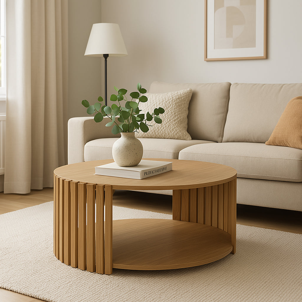 Τραπέζι σαλονιού Heavenly  MDF φυσικό Φ83x38εκ - Pakobazaar