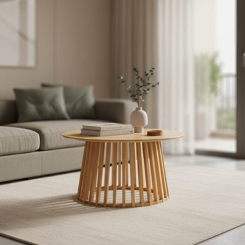 Τραπέζι σαλονιού Domonic  mdf/pw σε φυσική απόχρωση Φ80x45εκ - Image 1