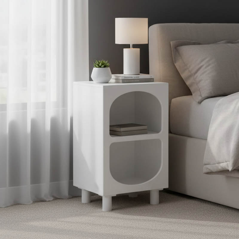 Κομοδίνο Emersi  MDF σε λευκή απόχρωση 40x32x70εκ - Pakobazaar