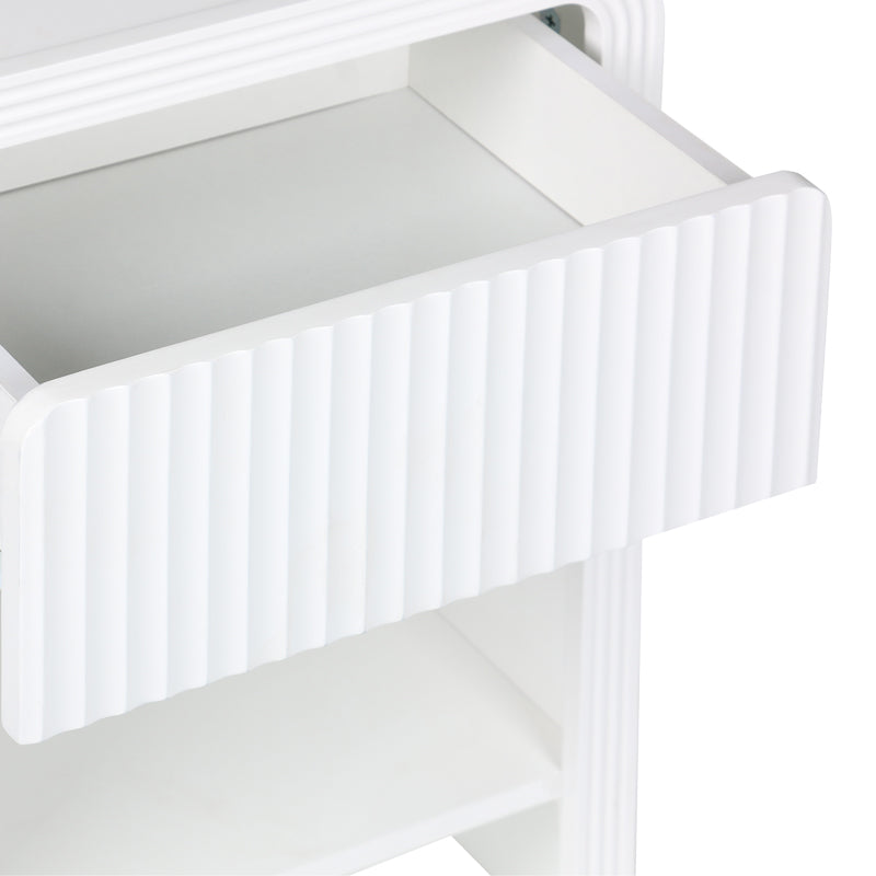 Κομοδίνο Zeplen  MDF σε λευκή απόχρωση 40x30x53εκ - Pakobazaar