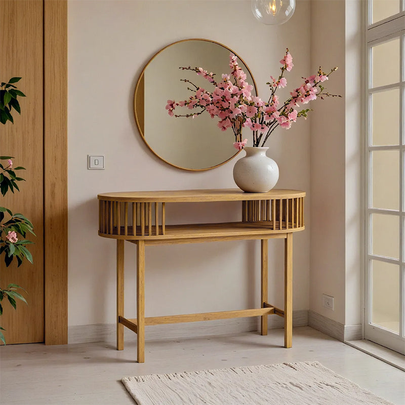 Κονσόλα Nodial  MDF/Bamboo σε φυσική απόχρωση 120x39x85εκ - Pakobazaar