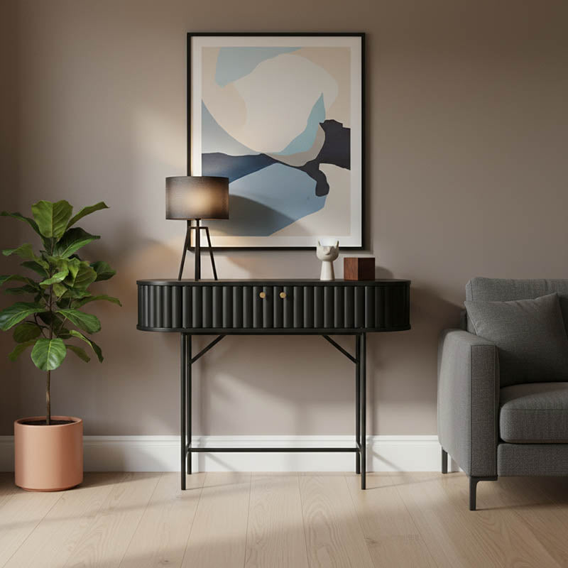 Κονσόλα Zakro  MDF-μέταλλο σε μαύρη απόχρωση 100x35x75εκ - Pakobazaar