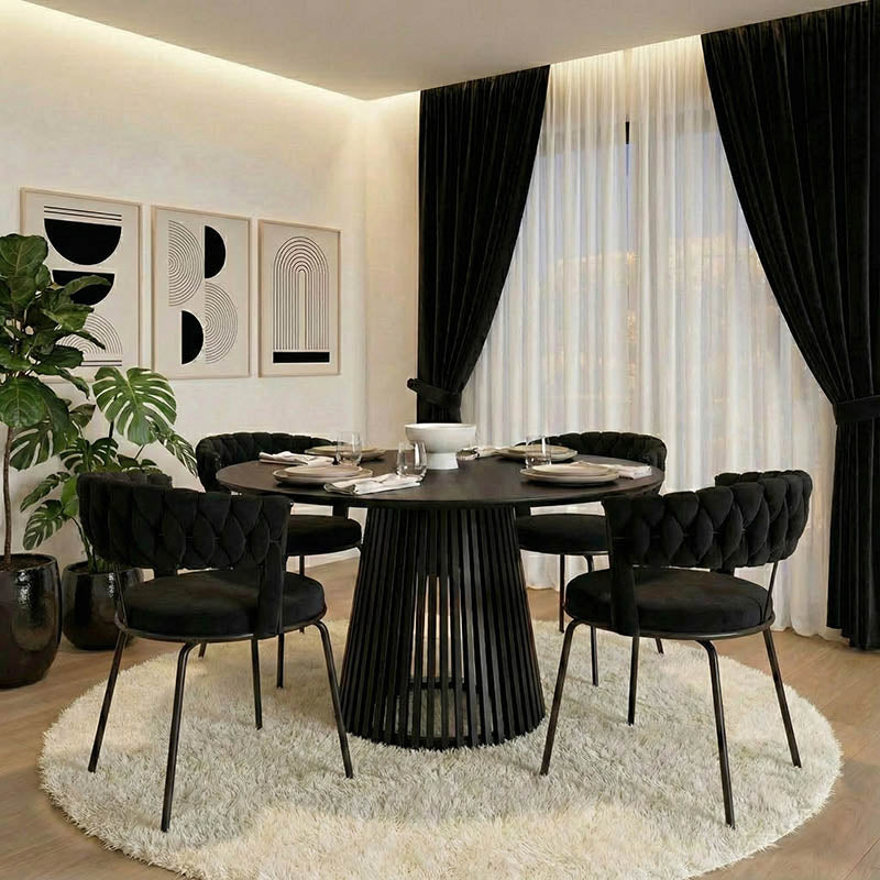 Τραπέζι Domonic  mdf σε μαύρη απόχρωση Φ120x75εκ - Pakobazaar
