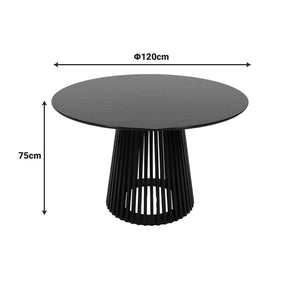 Τραπέζι Domonic  mdf σε μαύρη απόχρωση Φ120x75εκ - Pakobazaar